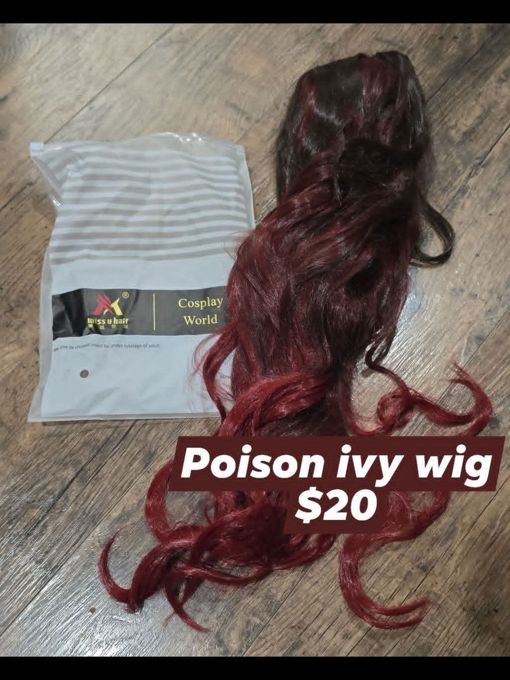 Source Unknown Deep Red Wavy Cosplay Wig